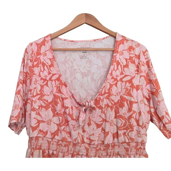 Women's - Torrid Floral Tie Front Babydoll Super Soft Jersey Top, Size 2 - Picture 3 of 10